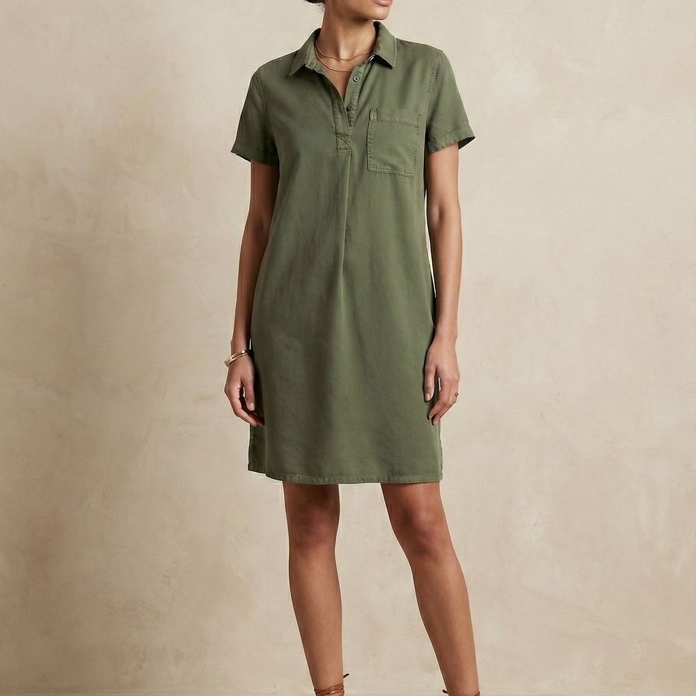 GAP  Tribal Olive Green Shirt Dress Size S